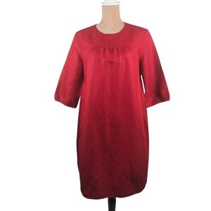 'S MaxMara Red Linen Blend Shift Dress Size 8